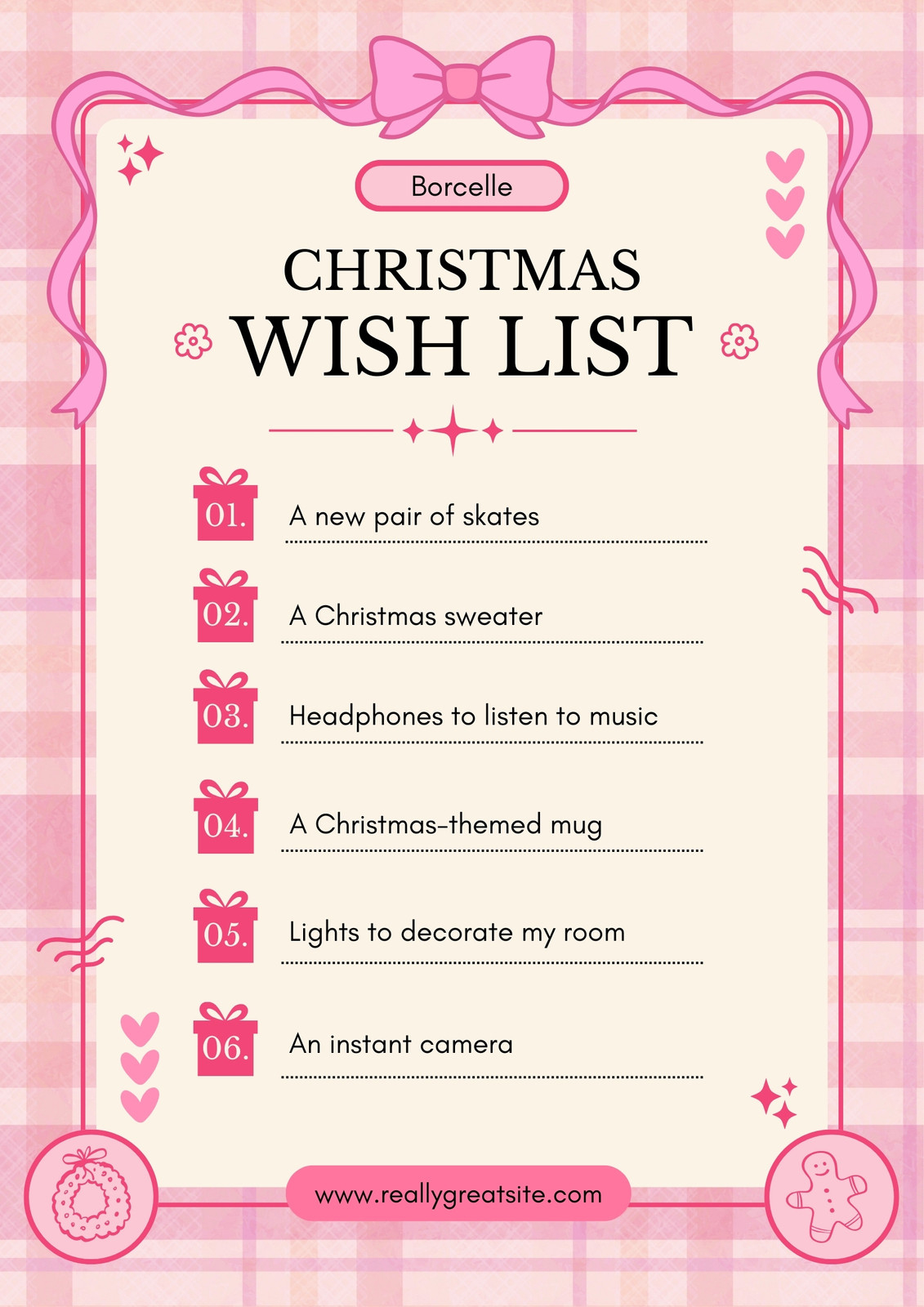 Free And Customizable Holiday Wishlist Templates throughout Aesthetic Christmas Wish List Template