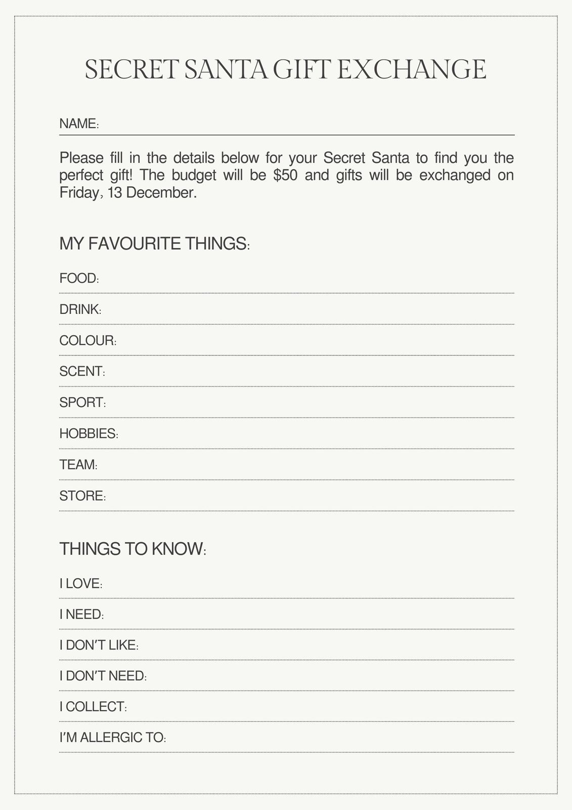 Free And Customizable Secret Santa Templates regarding Christmas Gift Exchange Template Free