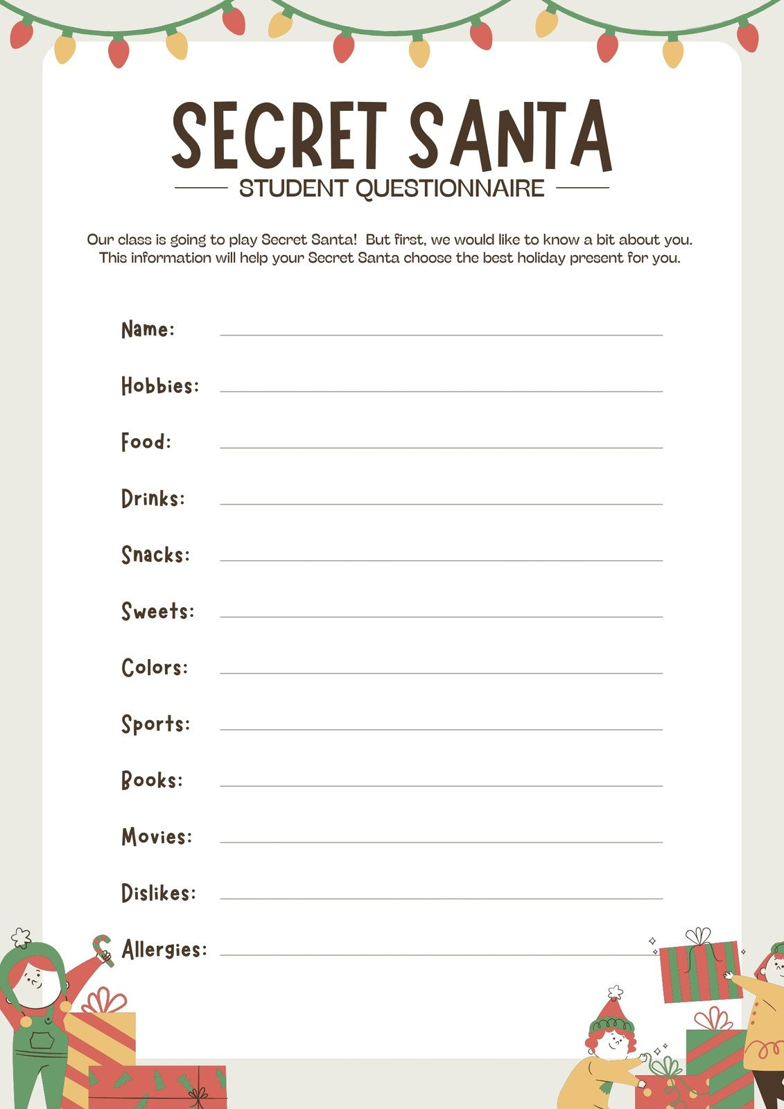 Free And Customizable Secret Santa Templates throughout Christmas Gift Exchange List Template