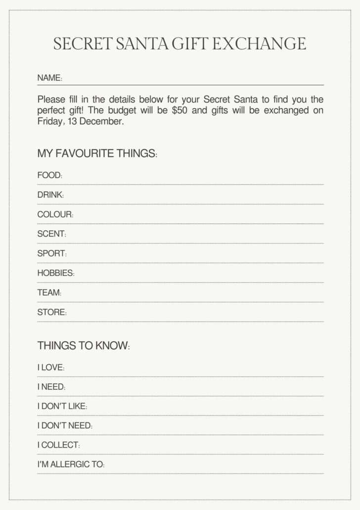 Christmas Gift Exchange Template