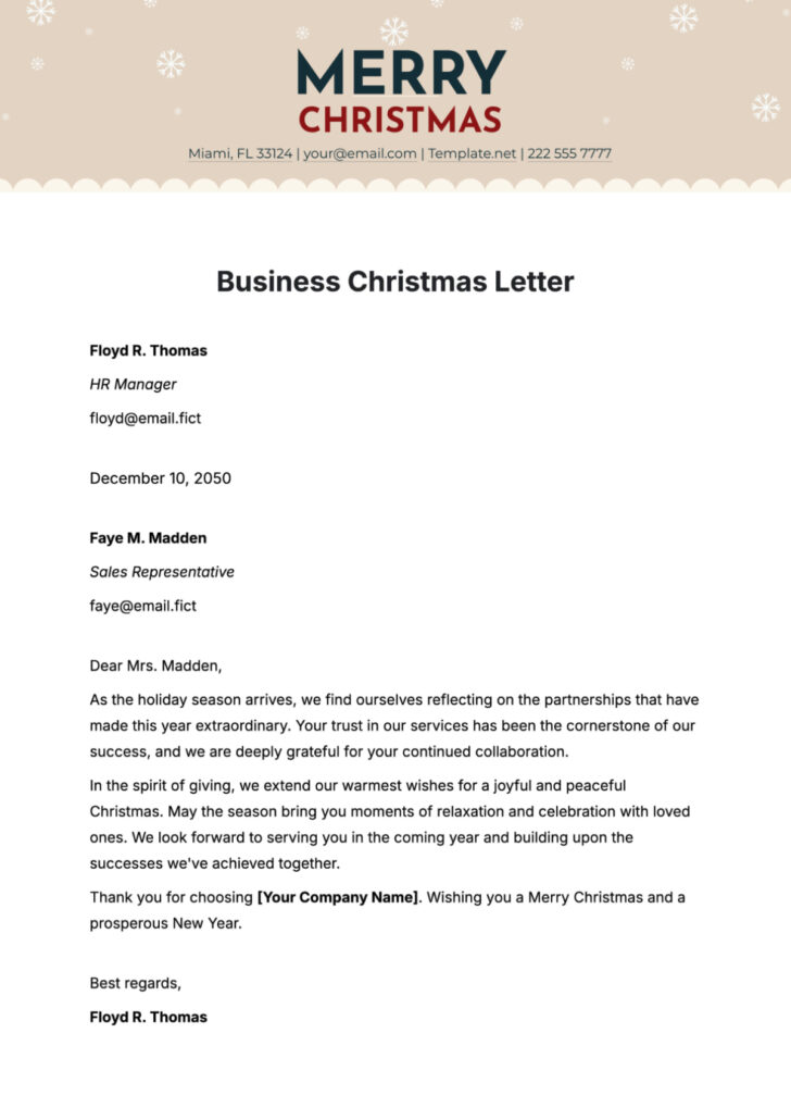 Business Christmas Letter Template Business Christmas Letter Template
