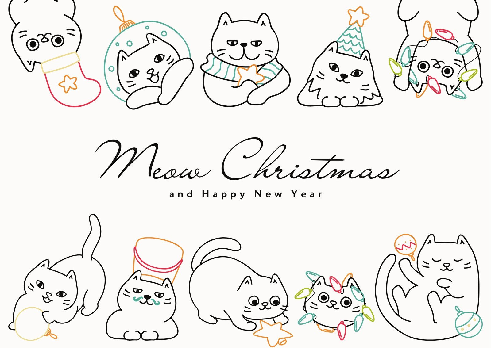 Free Cat Christmas Card Templates To Edit And Print | Canva for Cat Christmas Card Template