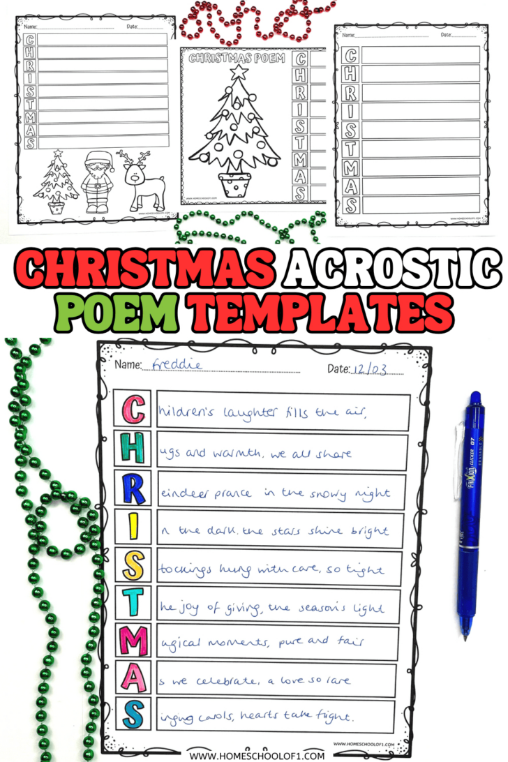 Christmas Acrostic Poem Template Free