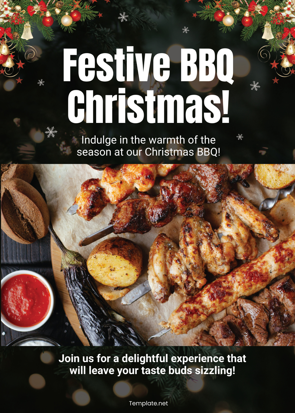 Free Christmas Bbq Invitation Template To Edit Online inside Christmas BBQ Invitation Template