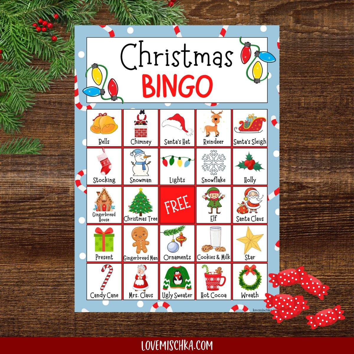 Free Christmas Bingo Printable - Love Mischka inside Christmas Bingo Free Template