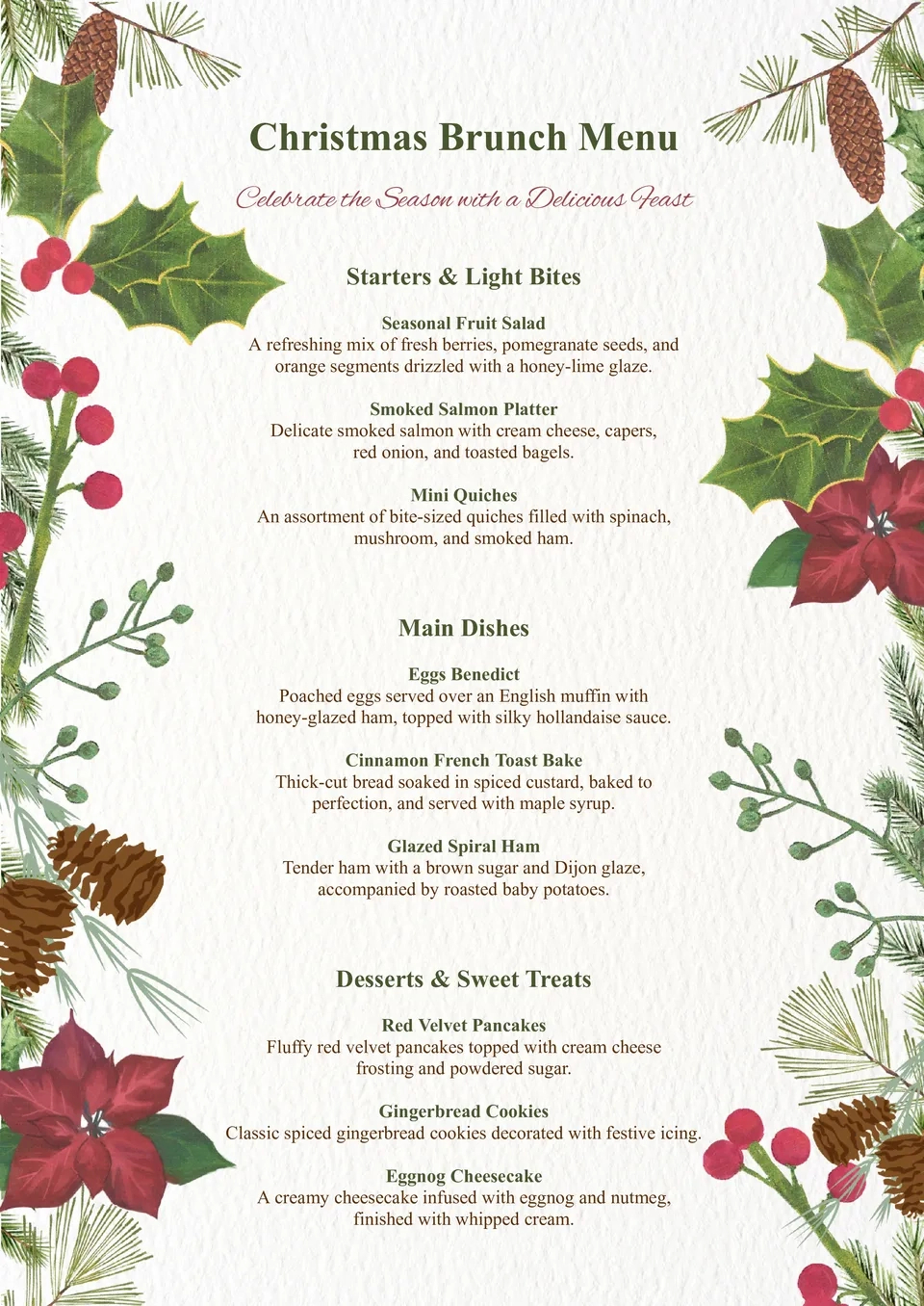 Free Christmas Brunch Menu Template For Google Docs within Christmas Brunch Menu Template