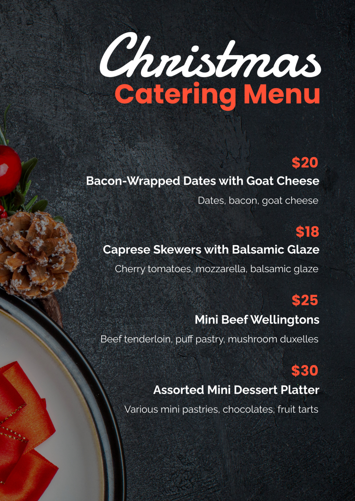 Free Christmas Catering Menu Template To Edit Online for Christmas Catering Menu Template