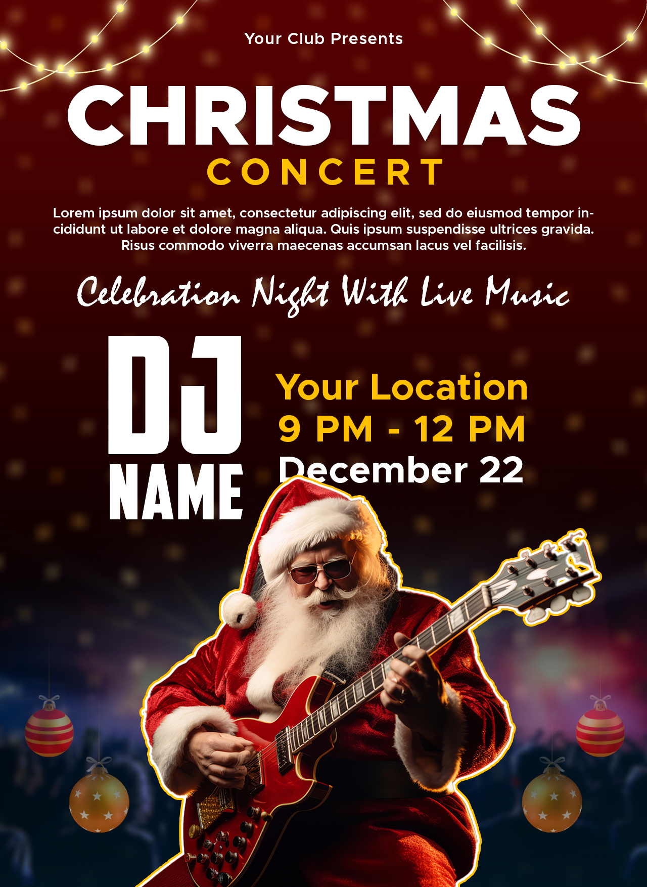 Free Christmas Concert Poster Template - Freegraphica for Christmas Concert Poster Template