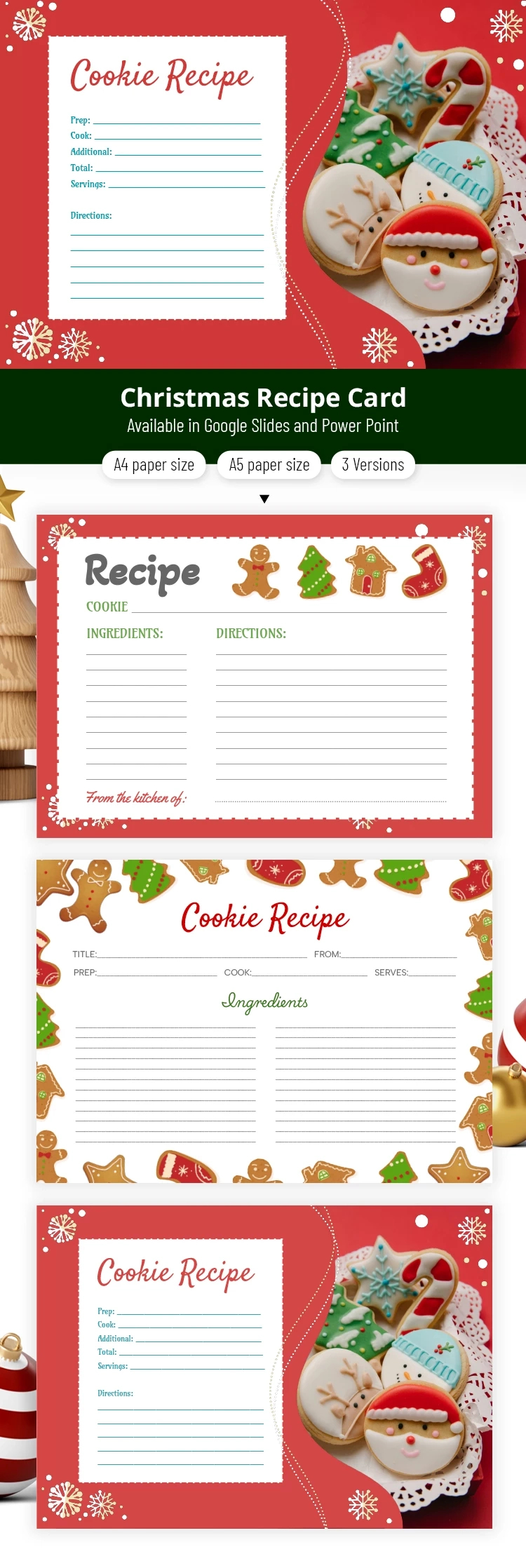 Free Christmas Cookie Recipe Template In Google Slides And with Christmas Cookie Recipe Card Template