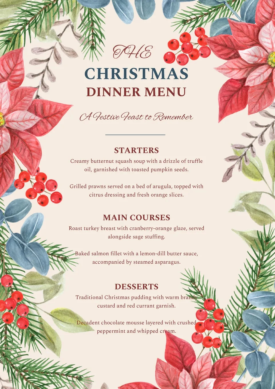 Free Christmas Dinner Menu Template For Google Docs intended for Christmas Dinner Template Free