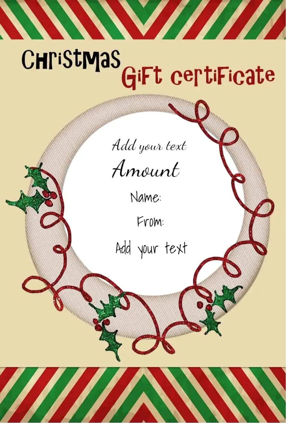 Free Christmas Gift Certificate Template | Customize &amp;amp; Download with Christmas Gift Template Printable