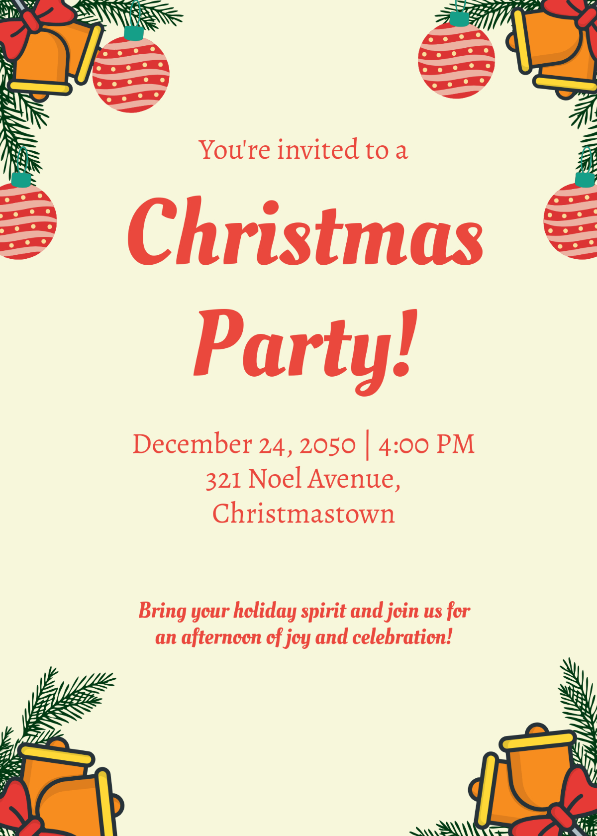 Free Christmas Invitation Letter Template To Edit Online inside Christmas Holiday Party Email Invitation Template For Outlook