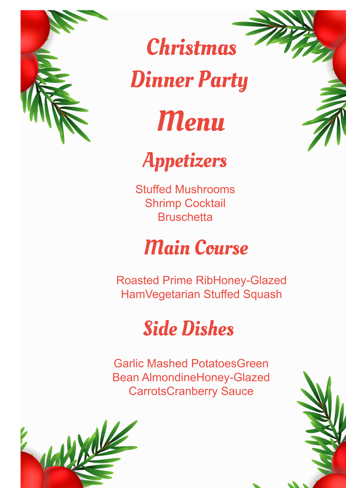 Free Christmas Menu Templates, Editable And Printable with regard to Christmas Day Menu Template Free