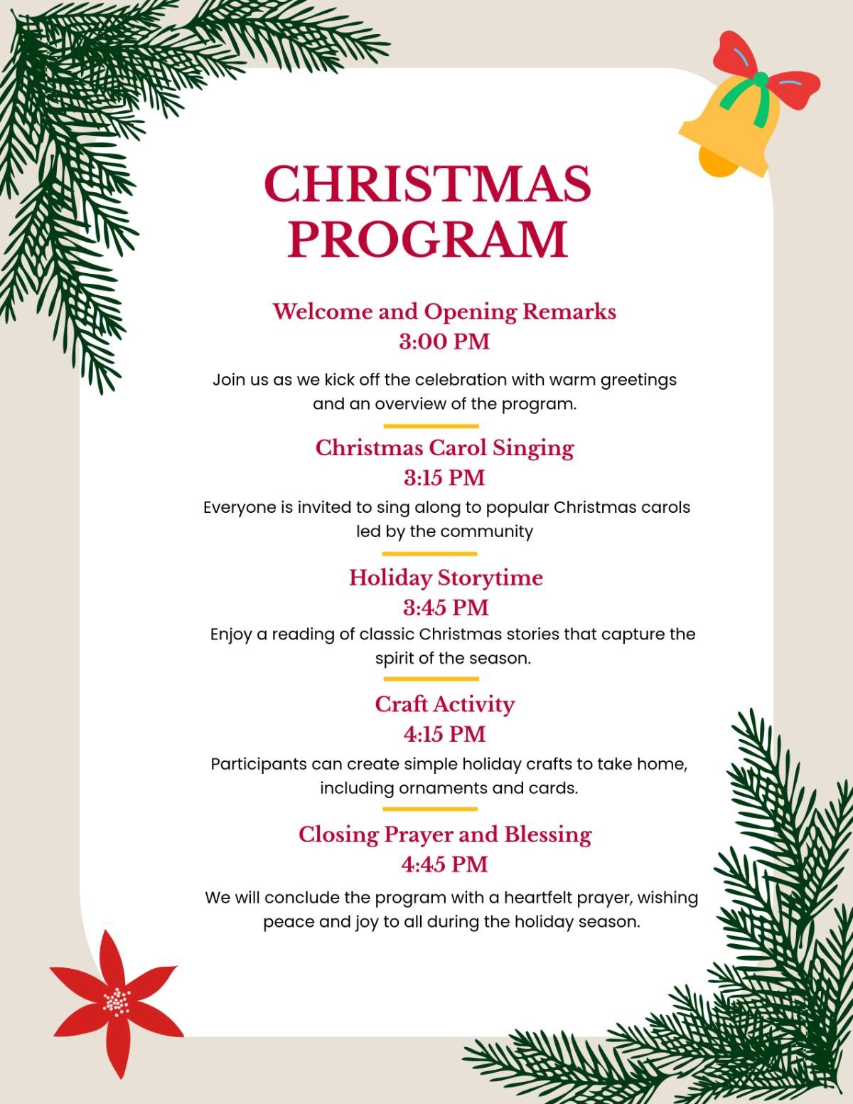 Free Christmas Program Design Template To Edit Online regarding Christmas Carol Program Template