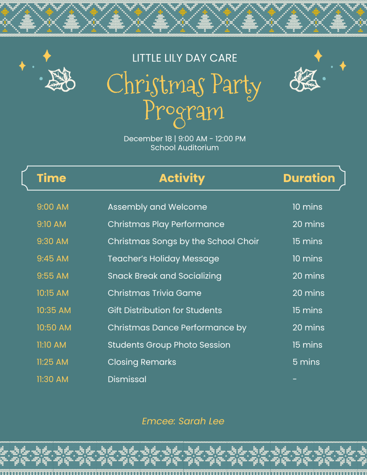 Free Christmas Program Templates, Editable And Printable for Christmas Dinner Program Template