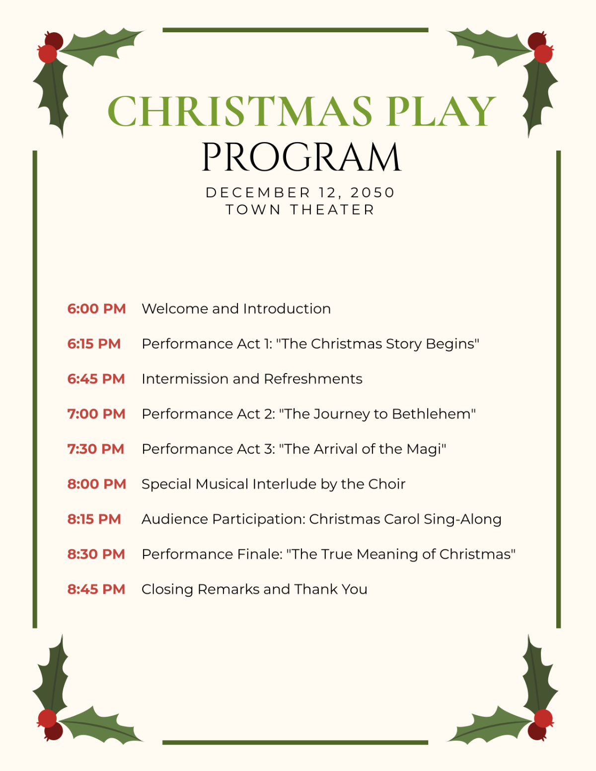 Free Christmas Program Templates, Editable And Printable within Christmas Concert Program Template Free