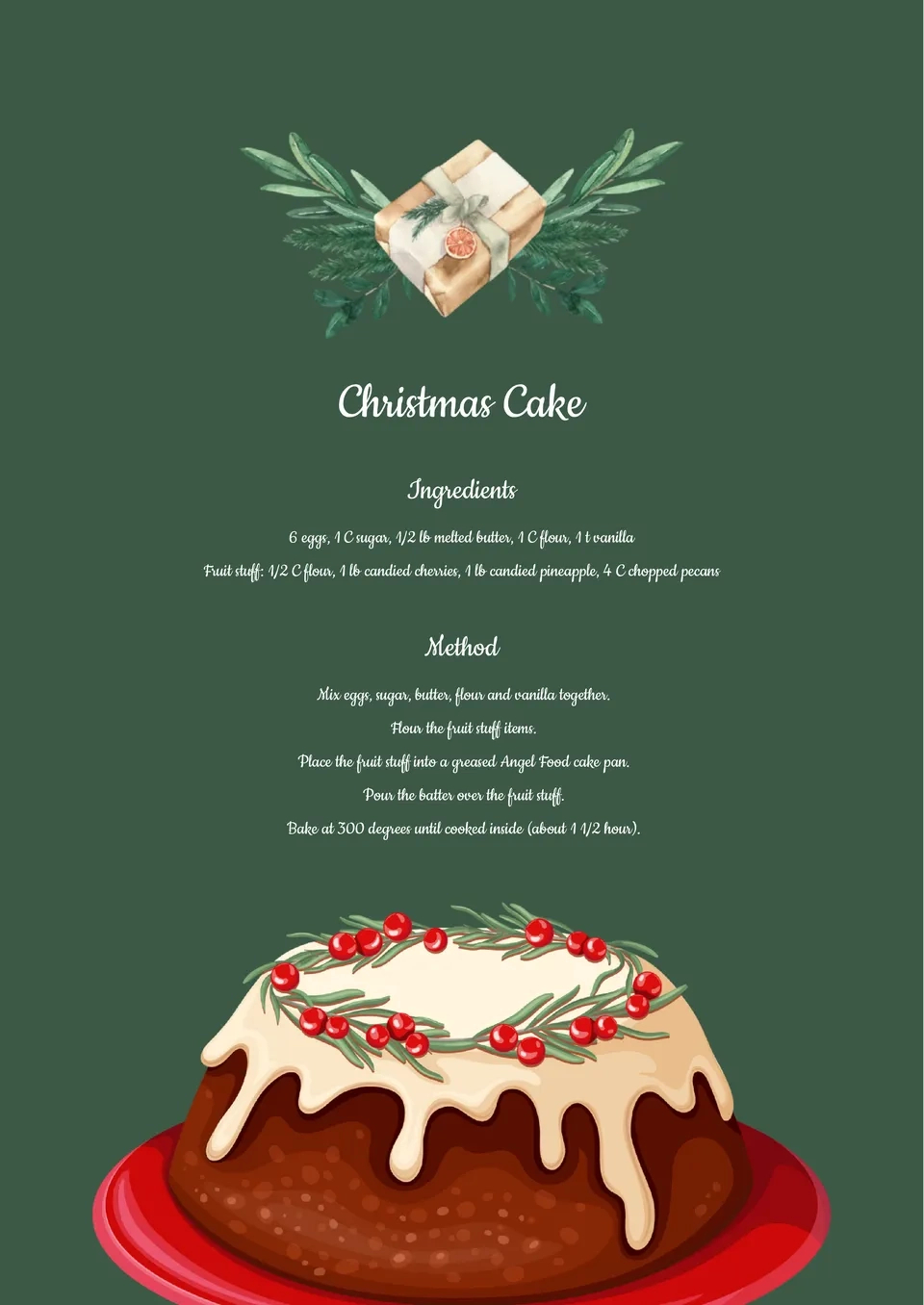 Free Christmas Recipe Template For Google Docs throughout Christmas Cake Flyer Template Free