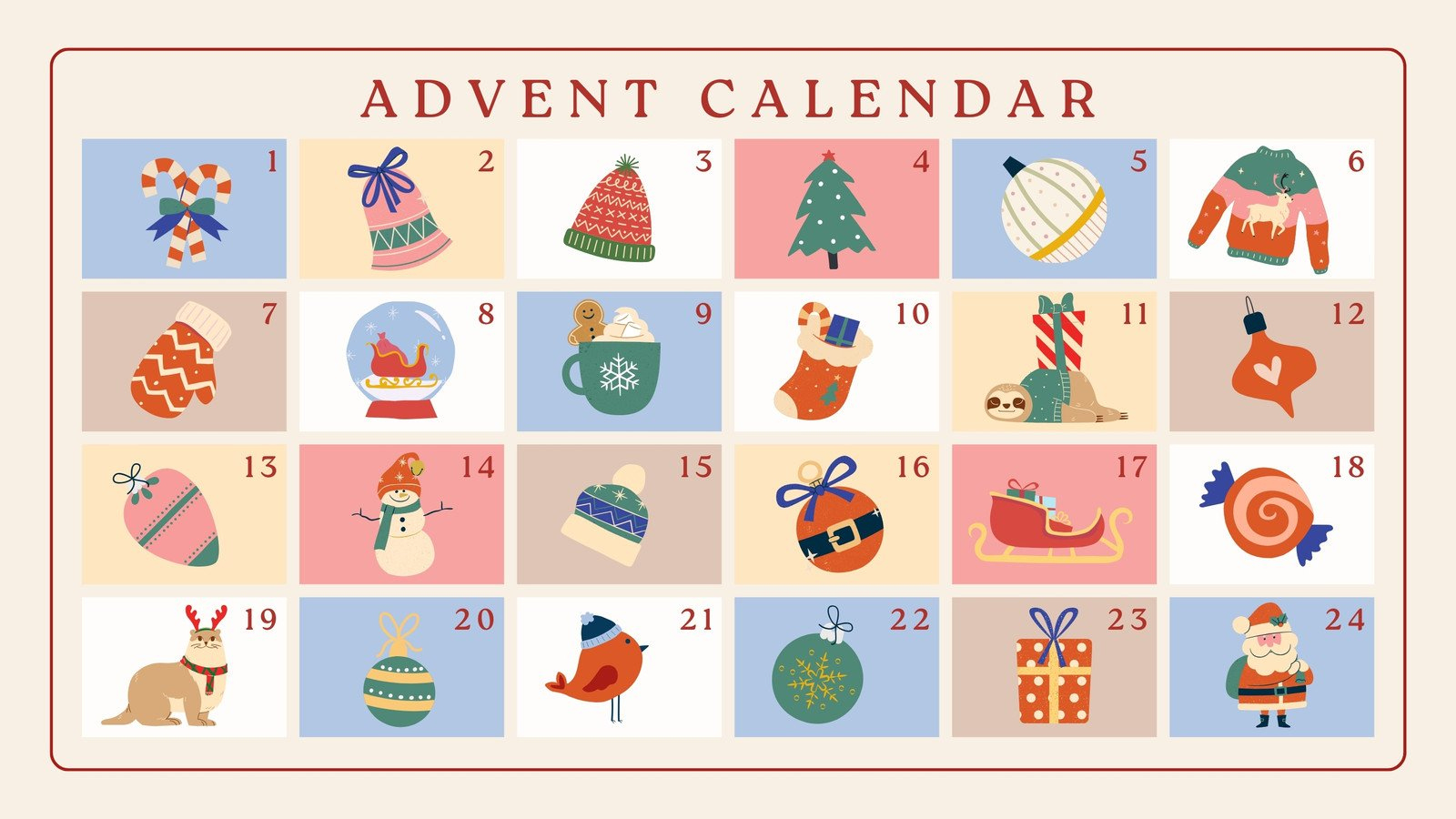 Free Custom Printable Christmas Calendar Templates | Canva within Christmas Advent Calendar Template