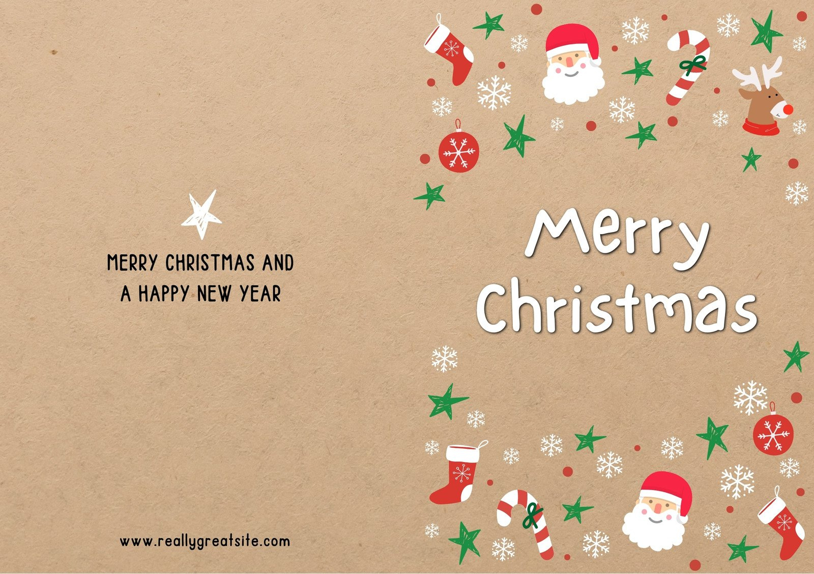 Free Custom Printable Christmas Folded Card Templates | Canva intended for Blank Merry Christmas Card Template