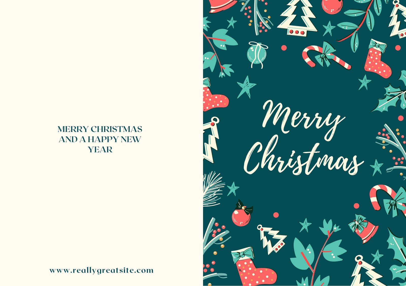 Free Custom Printable Christmas Folded Card Templates | Canva throughout Christmas Cards Printable Template