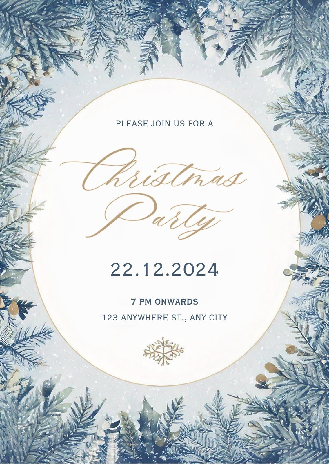 Free Customizable Winter Party Invitation Templates | Canva regarding Blue Christmas Invitation Template