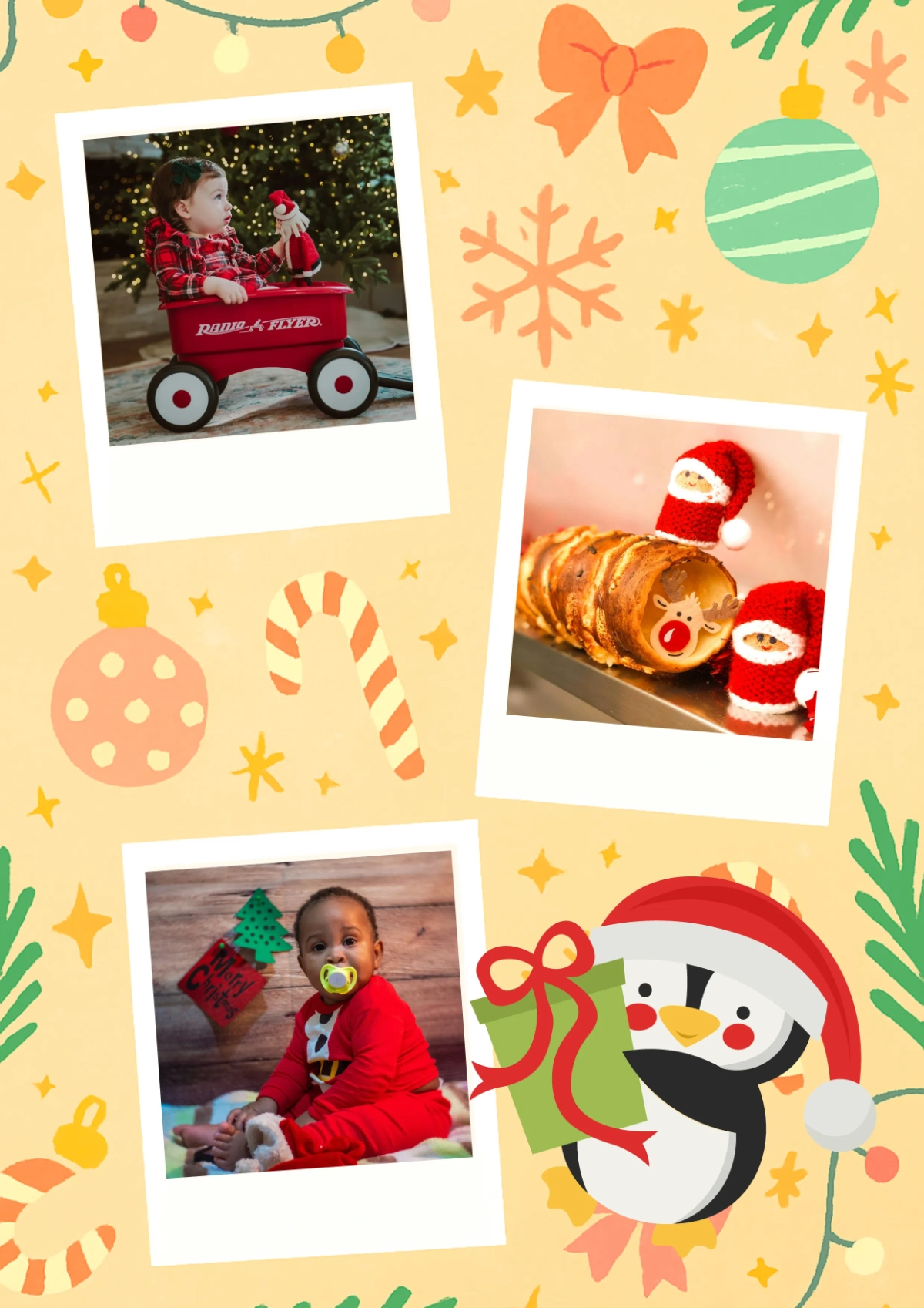Free Cute Christmas Photo Collage Template To Edit Online with regard to Christmas Card Collage Template Free
