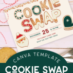 Free Editable Canva Cookie Swap Invitation Christmas Mad In Crafts With Regard To Christmas Cookie Exchange Invitation Template