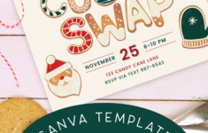 Free Editable Canva Cookie Swap Invitation Christmas Mad In Crafts with regard to Christmas Cookie Exchange Invitation Template