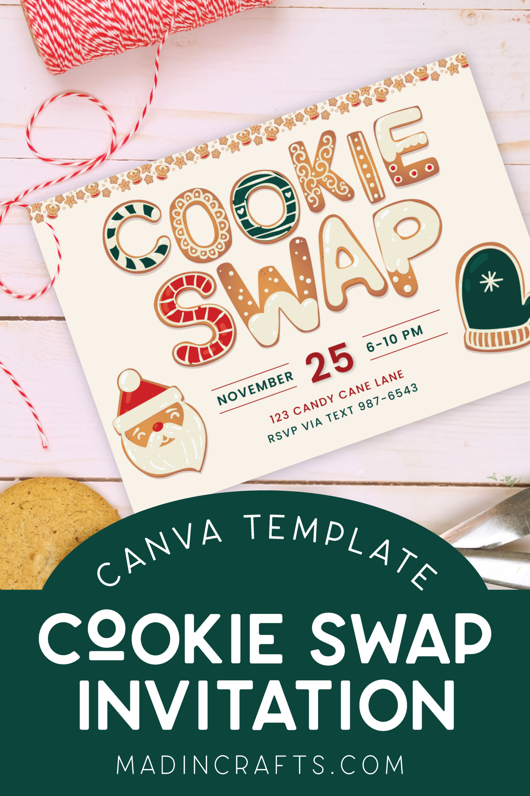 Free Editable Canva Cookie Swap Invitation Christmas Mad In Crafts with regard to Christmas Cookie Exchange Invitation Template