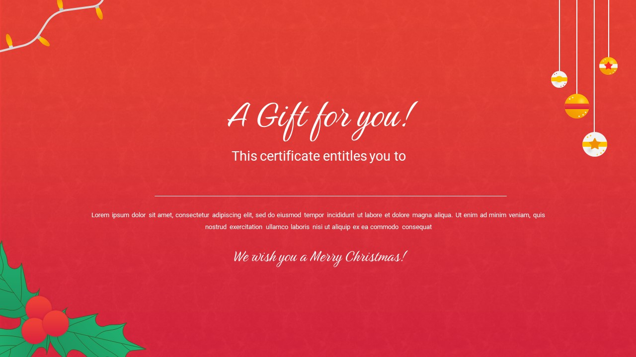 Free Google Slides Christmas Gift Template Powerpoint within Blank Christmas Certificate Template
