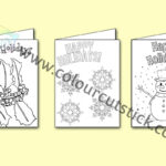 Free Happy Holidays Card Colouring / Coloring Pages — Colour Cut Regarding Christmas Cards Template To Color