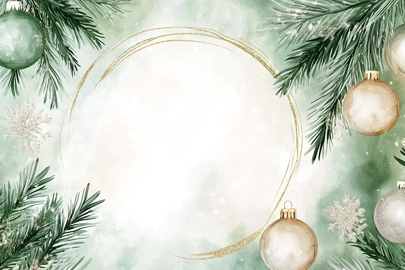 Free Picture: Christmas Card With A White Circle And Gold regarding Christmas Card Ornaments Template
