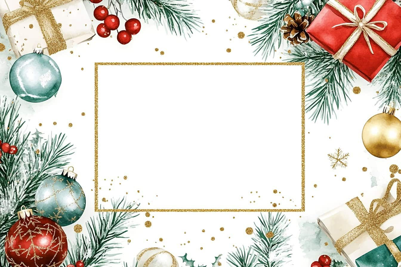 Free Picture: Frame Of Christmas Decorations, Retro-Style Design in Christmas Card Frames Template