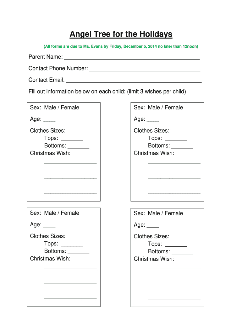 Free Printable Angel Tree Tags Template: Fill Out & Sign Online for Christmas Angel Tree Template