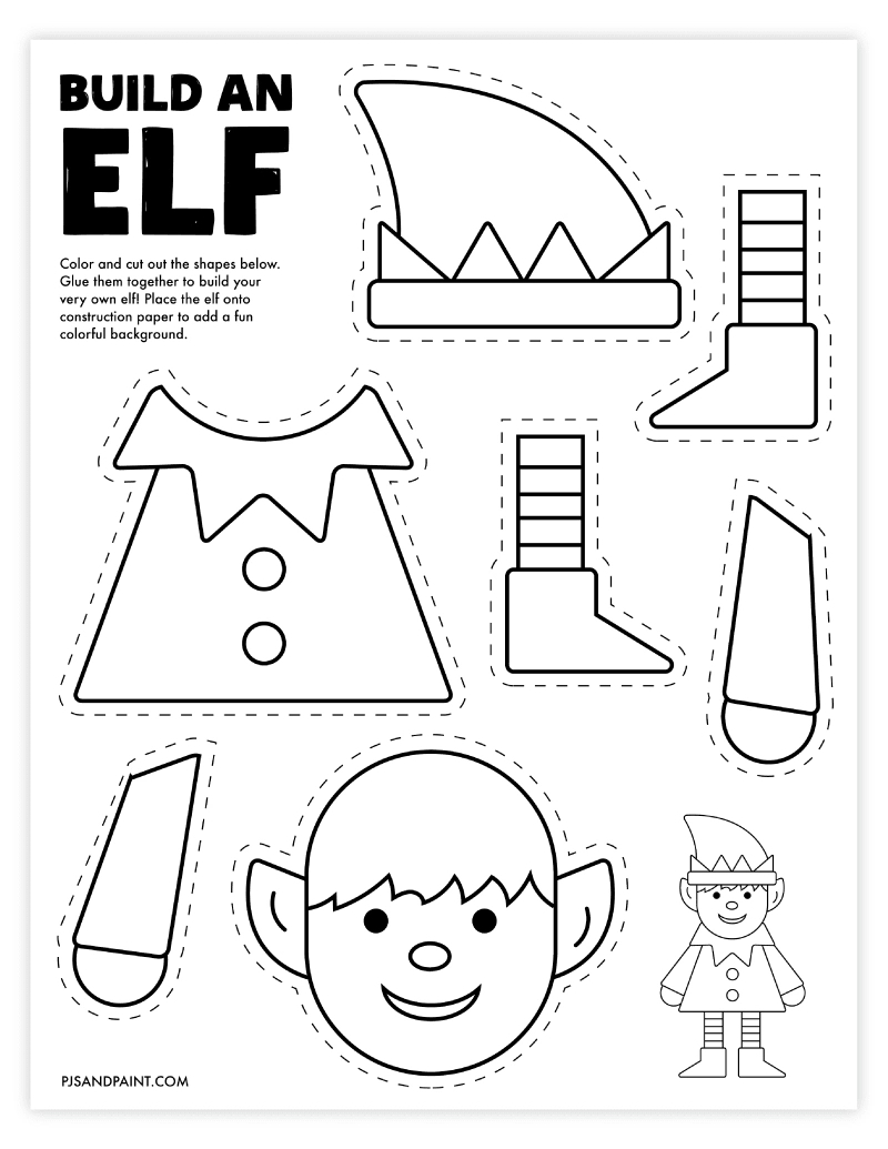 Free Printable Build An Elf Craft - Pjs And Paint throughout Christmas Elf Craft Template