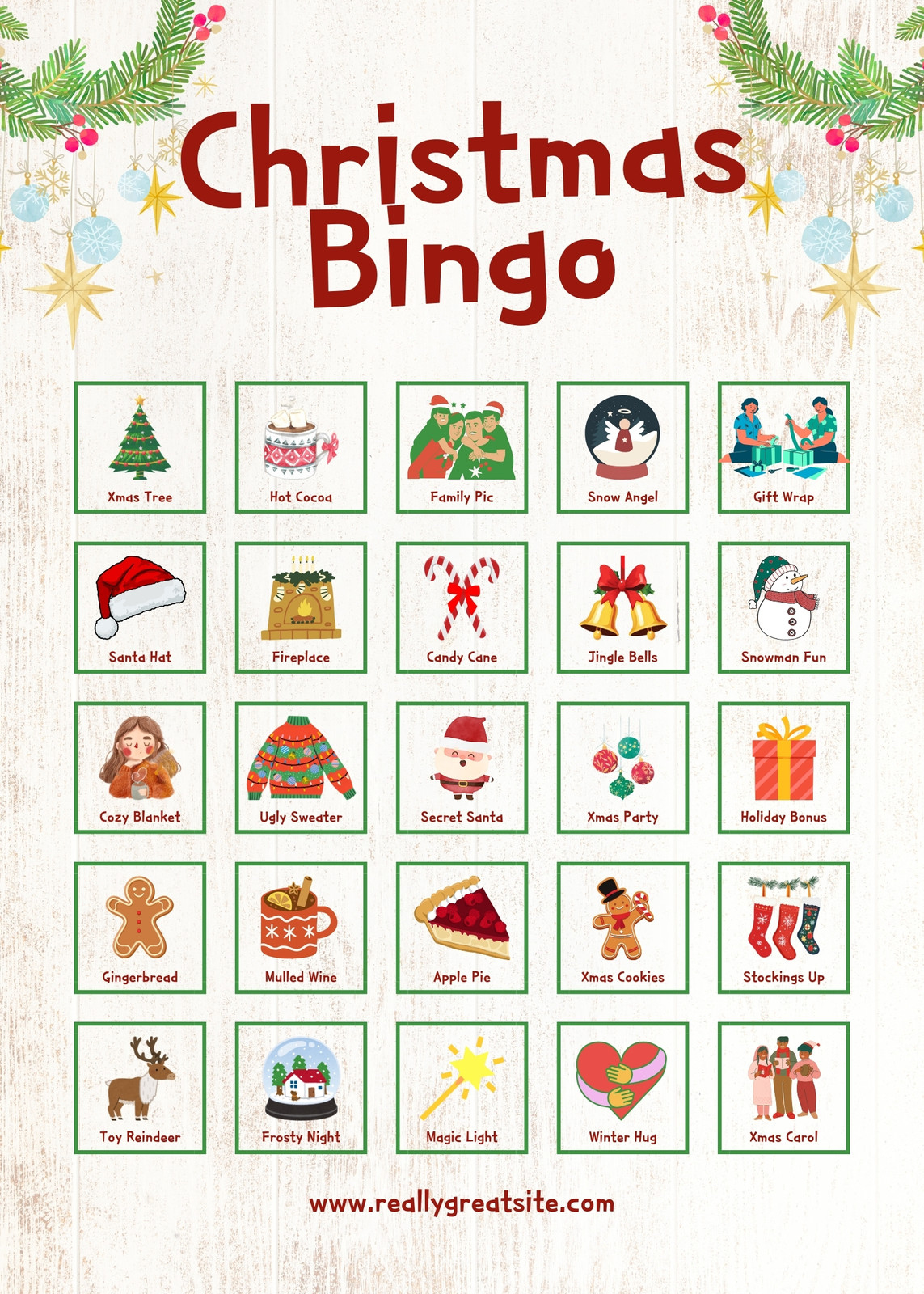 Free Printable Christmas Bingo Card Templates | Canva with Christmas Bingo Free Template