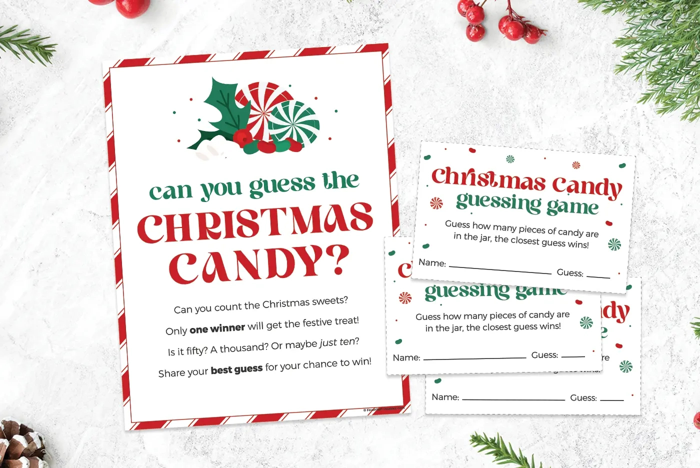 Free Printable Christmas Candy Guessing Game - Favorite Printables for Christmas Candy Guessing Game Template