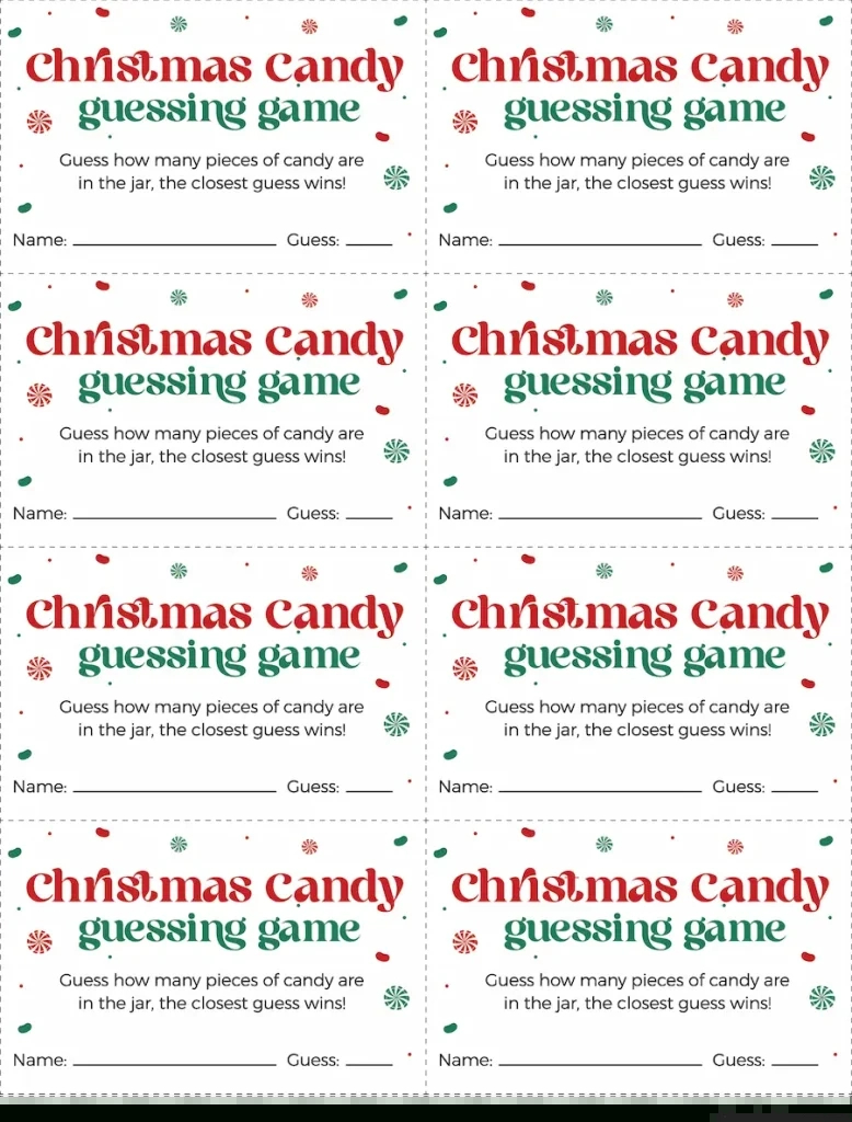 Free Printable Christmas Candy Guessing Game - Favorite Printables with regard to Christmas Candy Guessing Game Template