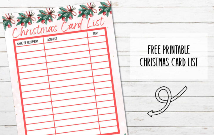 Christmas Card List Template Free