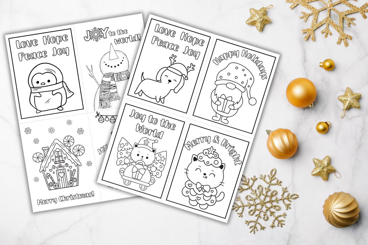 Free Printable Christmas Cards To Color - Out Upon The Waters for Childrens Christmas Card Template Free