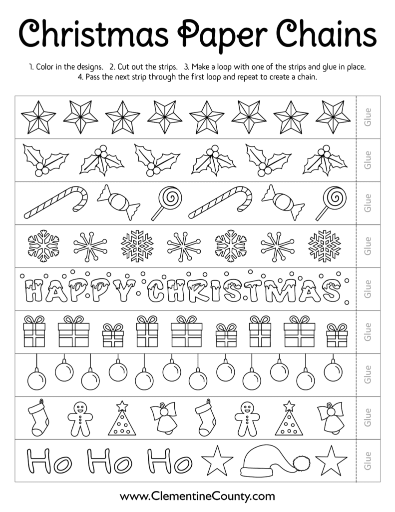 Free Printable Christmas Chains To Color | Clementine County regarding Christmas Countdown Chain Template