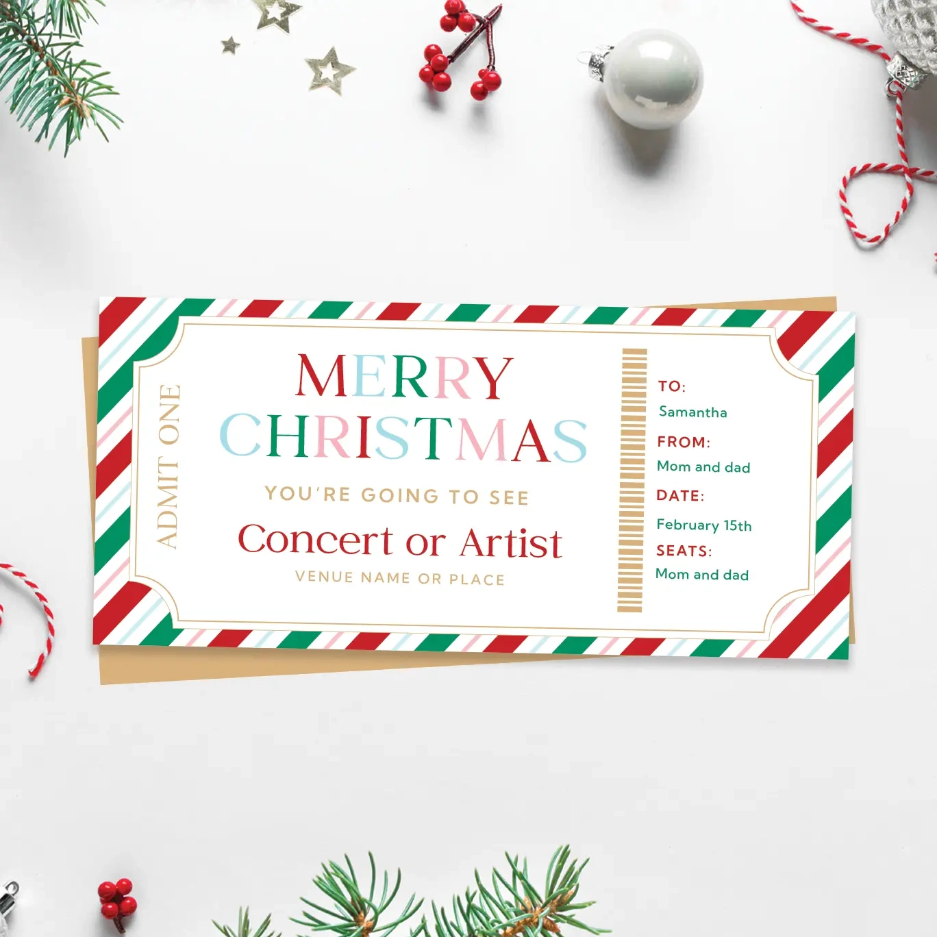 Free Printable Christmas Concert Ticket Gift - Favorite Printables in Christmas Gift Concert Ticket Template