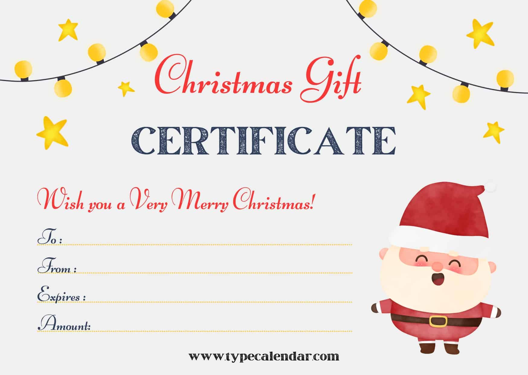 Free Printable Christmas Gift Certificate Templates [Pdf, Word] Blank for Christmas Gift Certificate Template Printable
