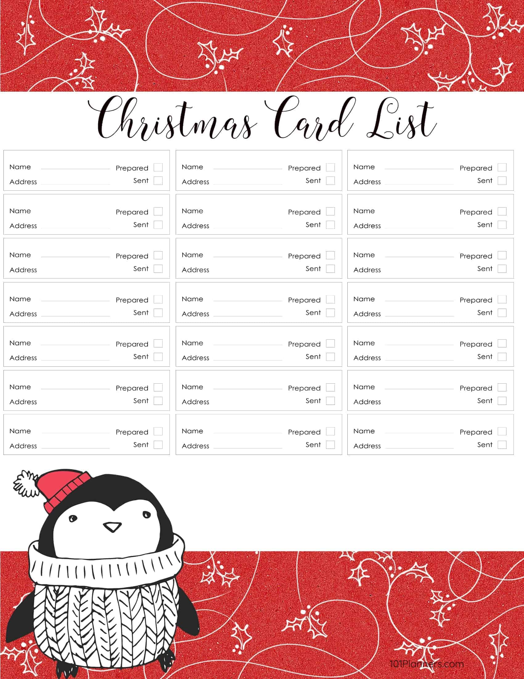 Free Printable Christmas Gift List Template inside Christmas Address List Template