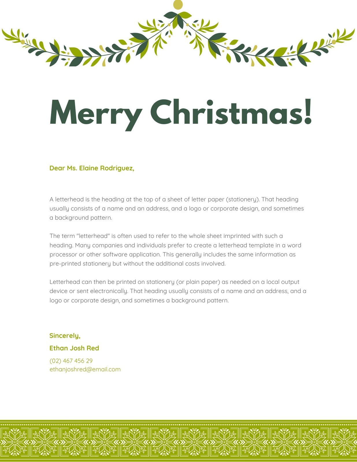 Free, Printable Christmas Letterhead Templates | Canva within Christmas Email Stationery Template Free
