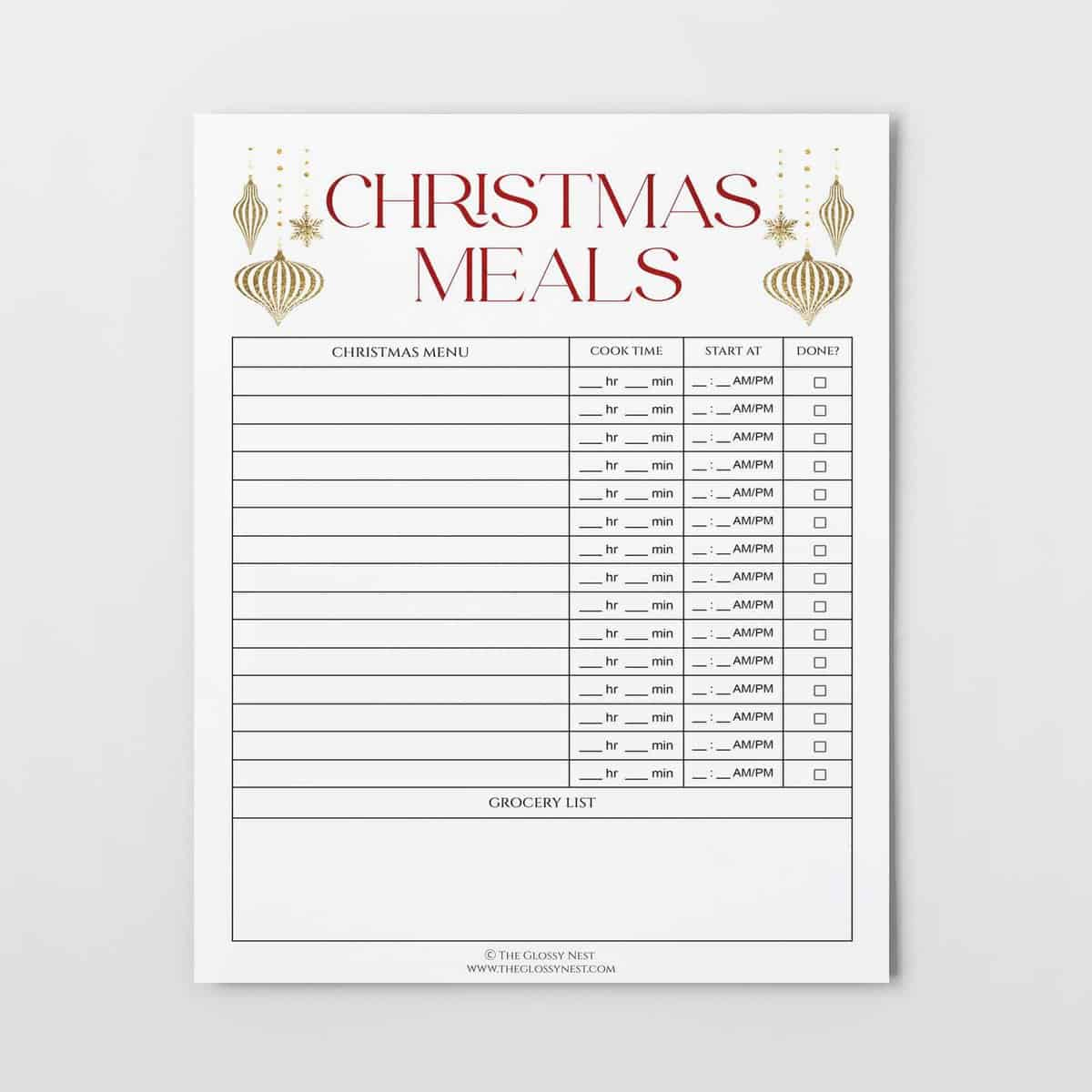 Free Printable!} Christmas Meal Planner Printable To Prep A Feast with Christmas Food List Template