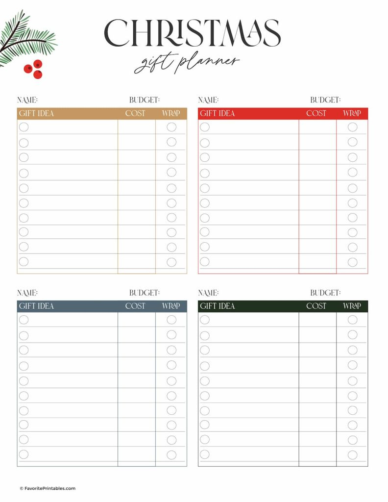 Free Printable Christmas Planner - Favorite Printables with Christmas Gift Planning Template