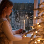 Free Printable Christmas Village Window Stencil   Ella Claire & Co. Inside Christmas House Window Template