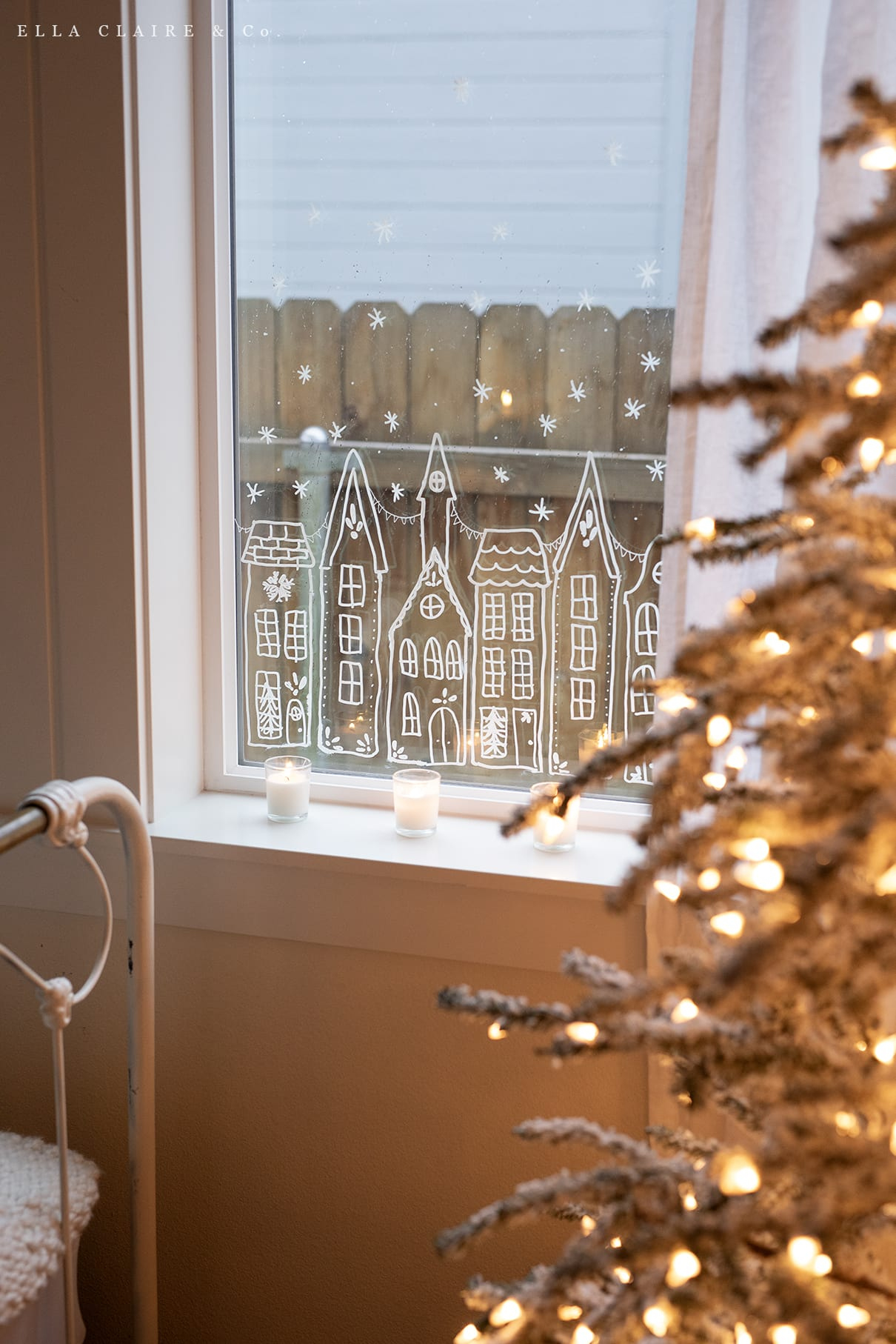 Free Printable Christmas Village Window Stencil - Ella Claire & Co. with regard to Christmas House Window Template
