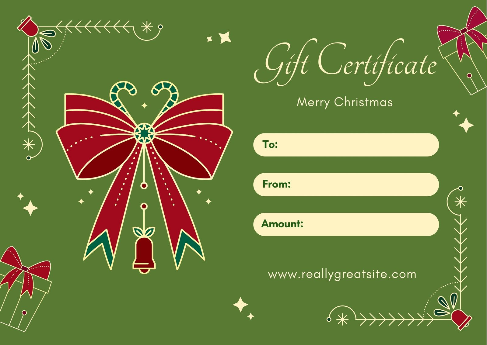 Free, Printable Custom Christmas Gift Certificate Templates | Canva within Christmas Blank Gift Certificate Template Free